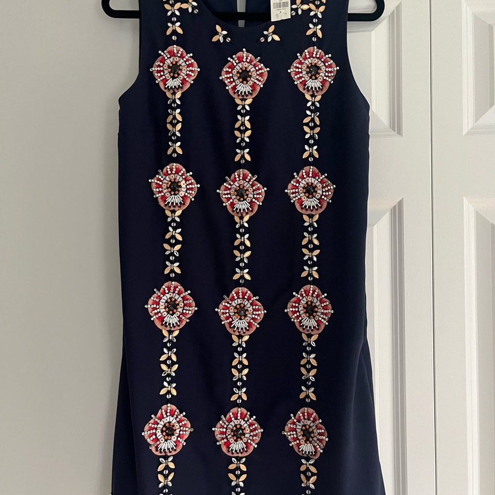 Banana Republic Embellished Blue and Orange Sheath Dress